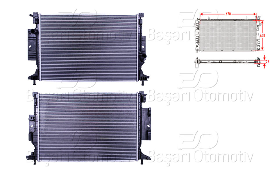 FORD KUGA. FOCUS 1.5 ECOBOOST13>SU RADYATORU BRAZING MT-AT 670X458X26