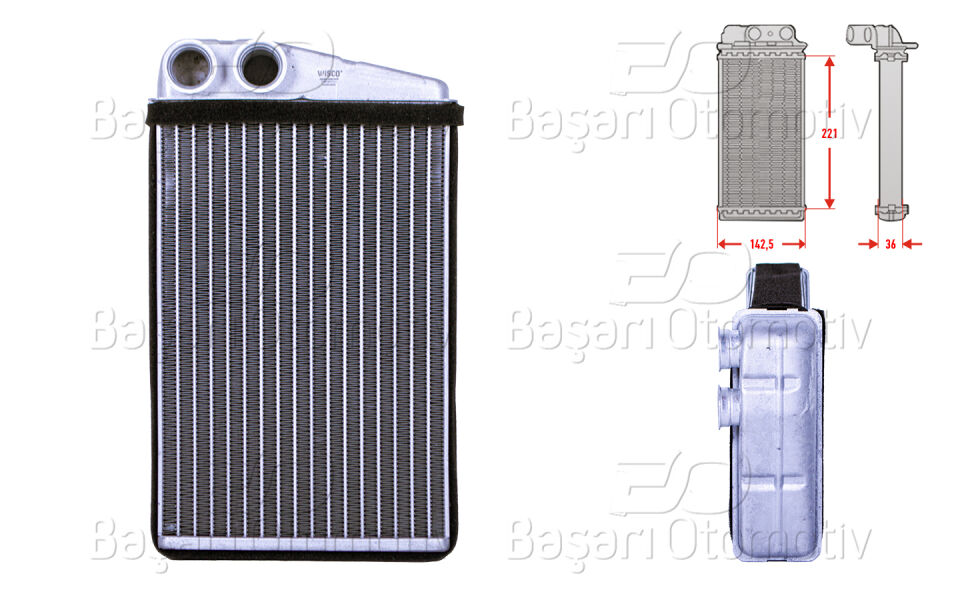 RENAULT GRAND 2 1.5 DCI 1.6 1.9 DCI 1.9 MEGANE 2 1.4 1.5 DCI 1.6 16V SCENIC 2 1.4 1.5 DCI 1.9 D 2.0 DCI 2003>KALORIFER RADYATORU BRAZING 220X144 MM
