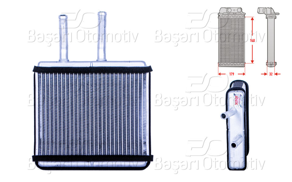 SUZUKI BALENO 1.3 I 1.6 I 1.8 GTX 1.9 TD CULTUS 2 1.0 1.3 SWIFT2 1.3 1.6 I 1989 >KALORIFER RADYATORU BRAZING 140X179X32 MM