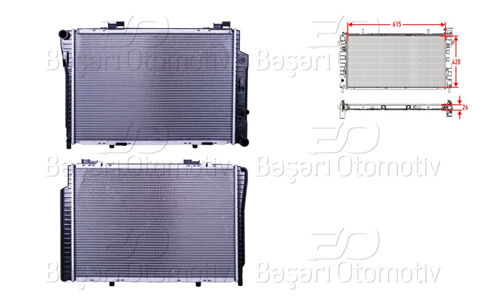MERCEDES-BENZ C SERISI 202 C180.C200.C230.C240. 93-01. CLK 208 200.320 97-02. E SERISI W210 E200.E230 95-00. SLK R170SU RADYATORU BRAZING MT 615X420X26
