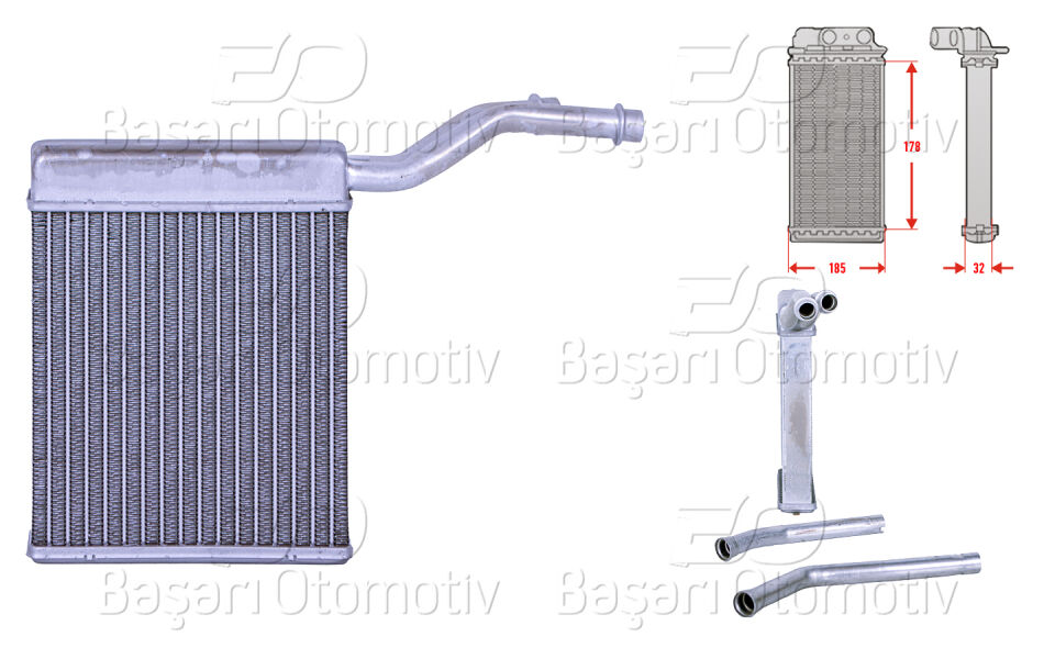 FORD FOCUS II Sedan (DB_, FCH, DH) 1.6 TDCi 05-12 VOLVO S40 II (544) 1.6 D 05-12KALORIFER RADYATORU BRAZING 186x128 MM