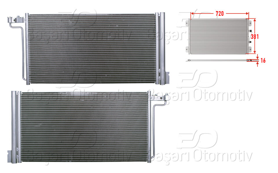 FORD C-MAX 2 1.6 2011-2019 FORD FOCUS 1.6 TI 2010-2018 FORD FOCUS 3 1.6 TI 2010>KLIMA RADYATORU 720X381X16