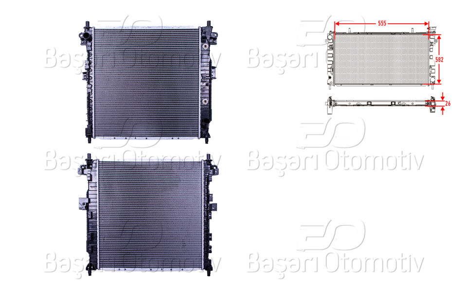 SSANGYONG ACTYON. KYRON 2.0D 05>. KORANDO SPORTSU RADYATORU BRAZING AT 555X582X26 MM