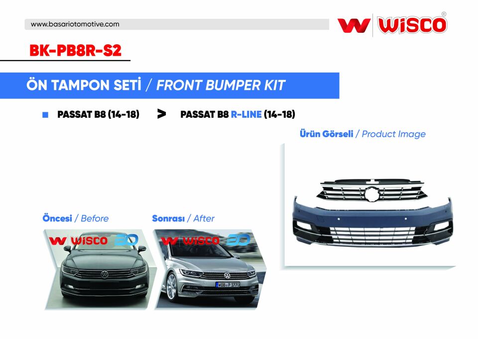 VW PASSAT B8 R-LINE 14-18 (14-18 PASSAT B8 ICIN UYUMLUDUR)TAMPON SETI ON