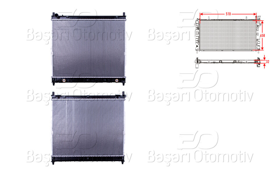 SSANGYONG REXTON / REXTON 2 (GAB_) 2.9TD 02-06 DAEWOO REXTON (GAB_) 2.9TD 02>SU RADYATORU BRAZING MT-AT 510X658X32 MM