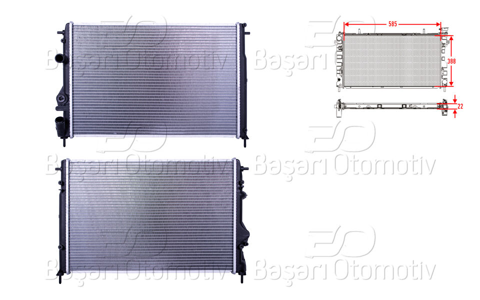 DACIA LOGAN RENAULT MEGANE 1.5 DCI 1.6 1.9 DCI 1.9 DTI 99 >SU RADYATORU BRAZING MT-AT 585X388X22