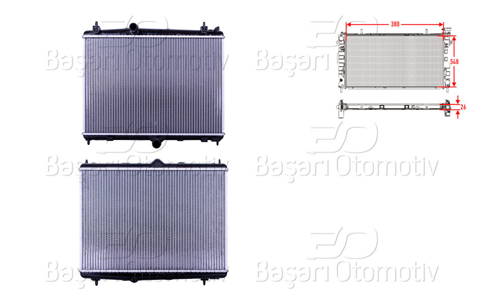 PEUGEOT 508. CITROEN C5 1.6HDI. 1.6 11>SU RADYATORU BRAZING MT 380X548X26 MM