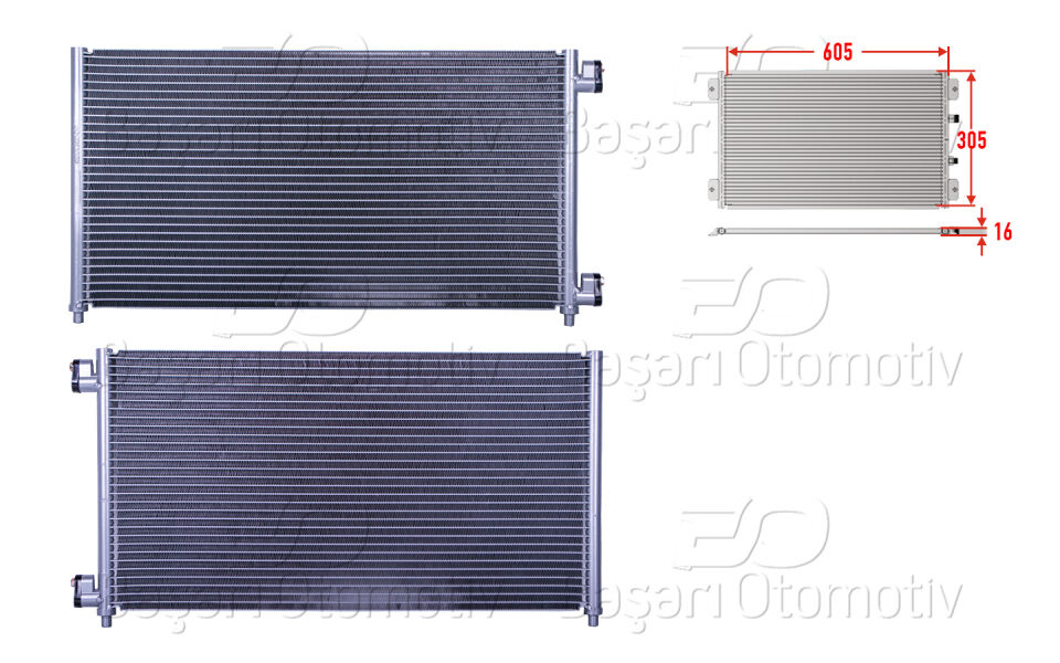 FIAT DOBLO 1.9JTD 02>KLIMA RADYATORU 605X305X16