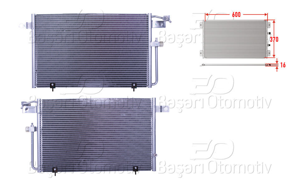 AUDI 100 C4 2.4 1991-1994 AUDI A100 C4 2.3 E 1991-1994 AUDI A6 1.8 2.0 2.3 2.5 TDI 1994-1997KLIMA RADYATORU 600X370X16