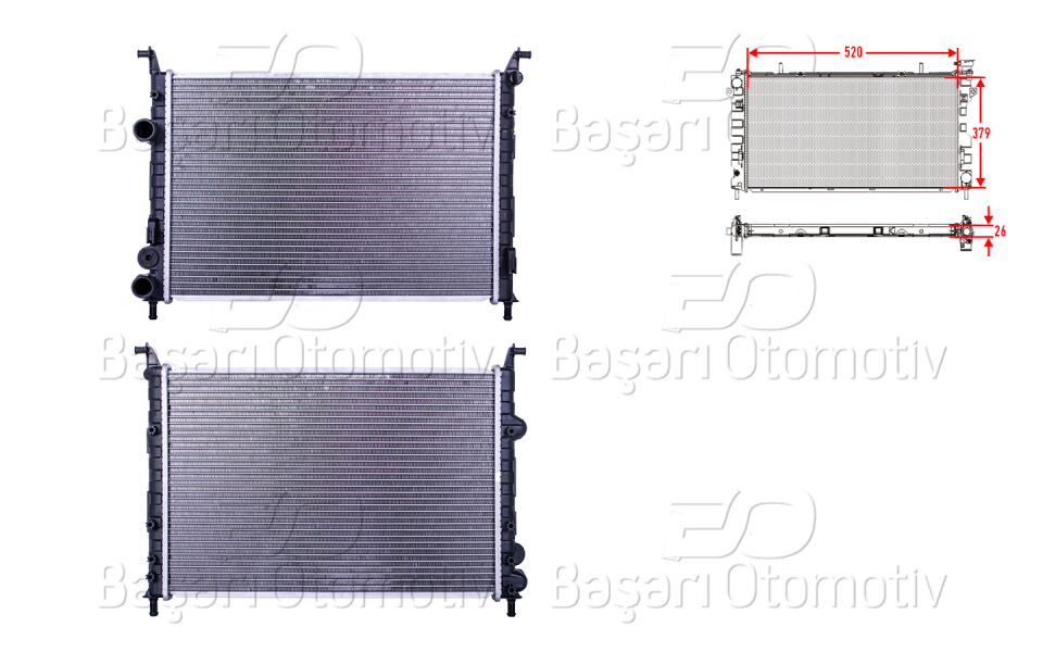 FIAT PALIO (178_, 171_) 1.2 1.4 1996-2002 SIENA (178_, 172_) 1.3 98-04SU RADYATORU BRAZING MT 520X379X26