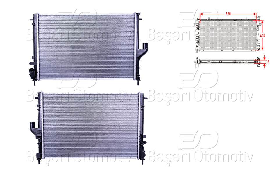 DACIA DUSTER (HS) 1.5 DCI-16i 10-18/ LOGAN (LS) 1.5 DCI-16i 10>/ SANDERO 1.5 DCI 08>SU RADYATORU BRAZING MT 590X408X16