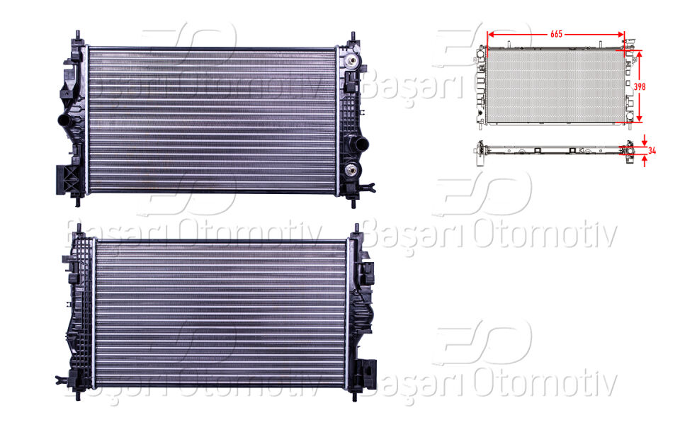 OPEL ASTRA J INSIGNIA ZAFIRA C 1.6 SIDI 12 >SU RADYATORU MEKANIK AT 665X398X32