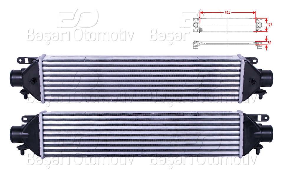 OPEL COMBO D FIAT DOBLO 1.3 CDTI 1.4 1.6 CDTI 2.0 CDTI 10 >TURBO RADYATORU (INTERCOOLER) 574X127X50