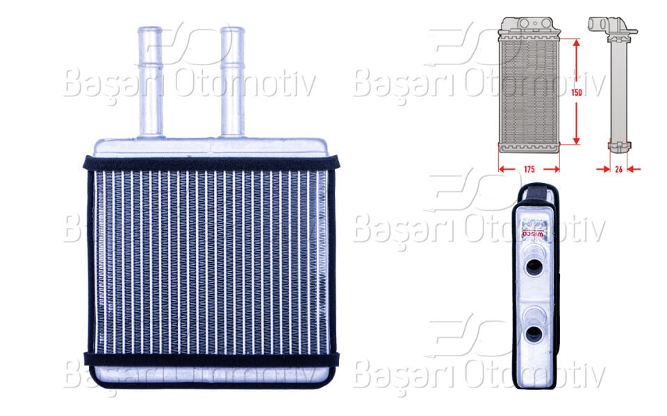 CHEVROLET AVEO / KALOS Hatchback (T200) 1.2 1.4 16V 1.5 03-08 AVEO / KALOS Sedan (T200) 1.4 03-08KALORIFER RADYATORU BRAZING 150X188 MM