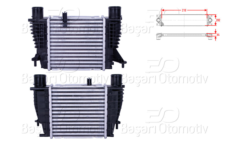 NISSAN JUKE RENAULT CLIO GRANDTOUR 1.2 16V CLIO 3 MODUS 1.5 DCI 1.6 04 >TURBO RADYATORU (INTERCOOLER) 210X202X64