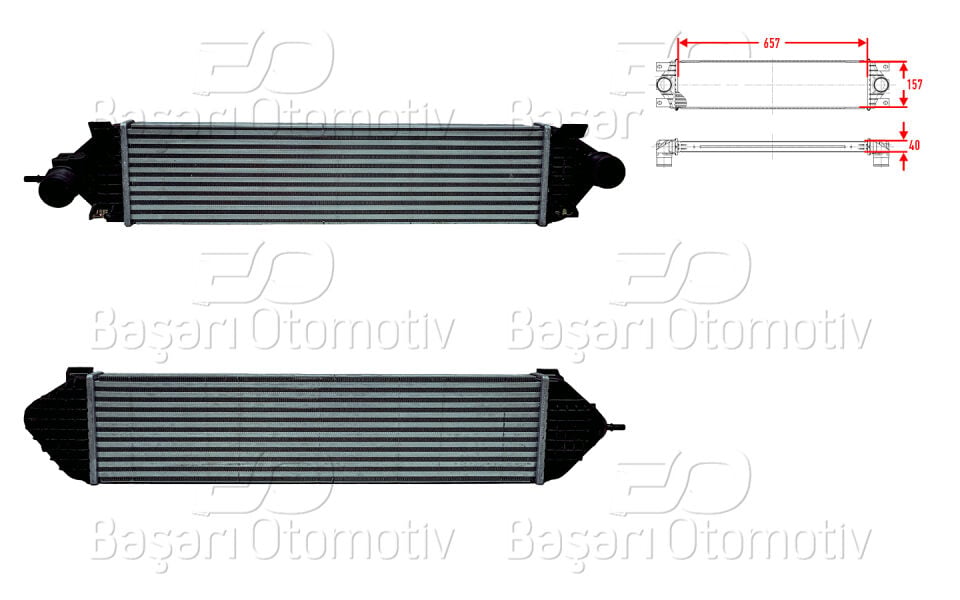 FORD C-MAX FOCUS 3 GRAND C-MAX KUGA 2 TOURNEO CONNECT TRANSIT CONNECT1.6 ECOBOOST1.6 FLEXIFUEL 10 >TURBO RADYATORU (INTERCOOLER) 655X157X40