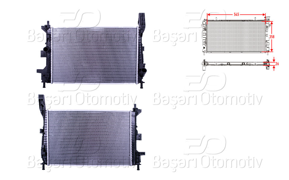FORD FOCUS 11> 1.0 ECOBOOST11>SU RADYATORU BRAZING MT 545X358X26
