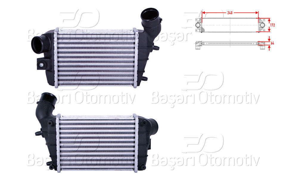 ALFA ROMEO 147 (937_) 1.9 JTD 01-10 GT (937_) 1.9 JTD 03-10TURBO RADYATORU (INTERCOOLER) 240X172X64
