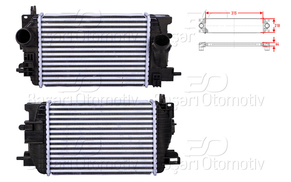 OPEL MERIVA B 1.4 10 >TURBO RADYATORU (INTERCOOLER) 315X218X64