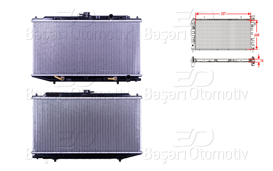 HONDA CIVIC 1.5. 1.6 16V 87-91SU RADYATORU BRAZING AT 327X668X16 MM