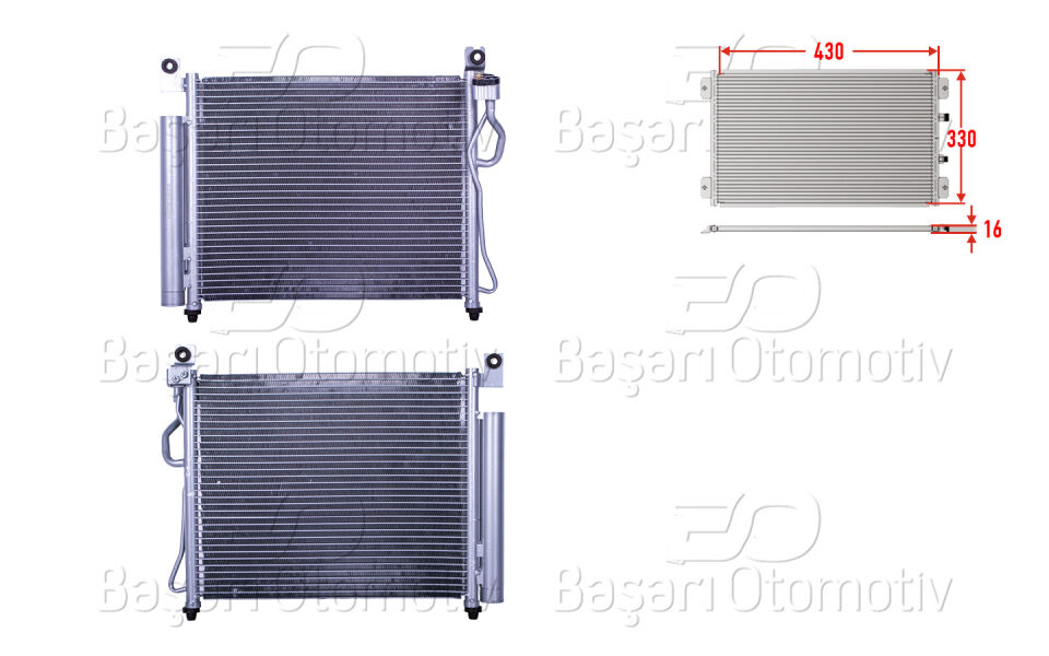 KIA PICANTO 04>KLIMA RADYATORU 430X330X16