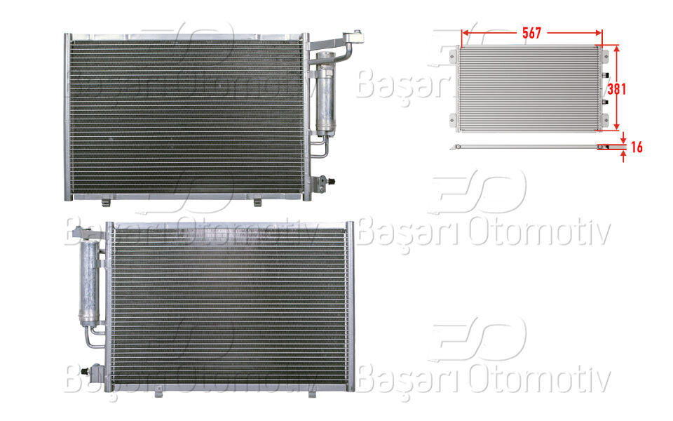 FORD FIESTA 1.4 1.5 1.6 12>KLIMA RADYATORU 567X381X16