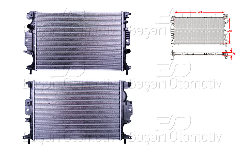 FORD MONDEO 1.5 ECOBOOST_x0002_1.5TDCI. 1.6TDCI. 2.0TDCI 15>A/MSU RADYATORU BRAZING MT-AT 670X448X26