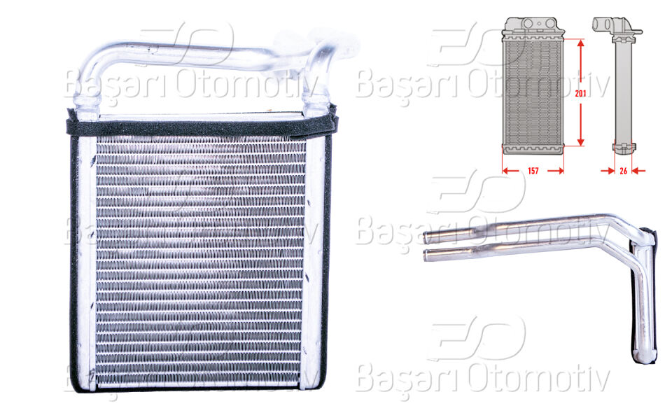 HYUNDAI ACCENT4 1.4 1.6 CRDI KIA RIO 3 1.1 CRDI 1.25 LPG 1.4 CWT10 >KALORIFER RADYATORU BRAZING 210 X150 MM