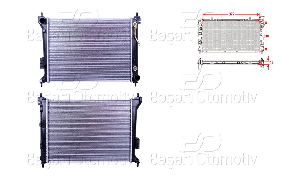 HYUNDAI I20 1.4.1.6 08>SU RADYATORU BRAZING AT 375X500X16