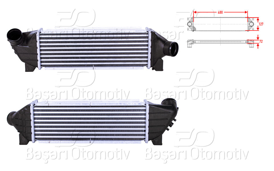 FORD TRANSIT2.0 DI 2.0 TDCI 00 >TURBO RADYATORU (INTERCOOLER) 400X127X72