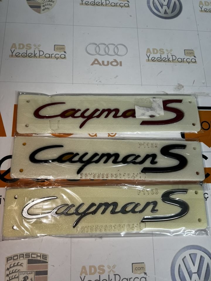Porsche Cayman S Yazısı Kırmızı Siyah Krom Renk
