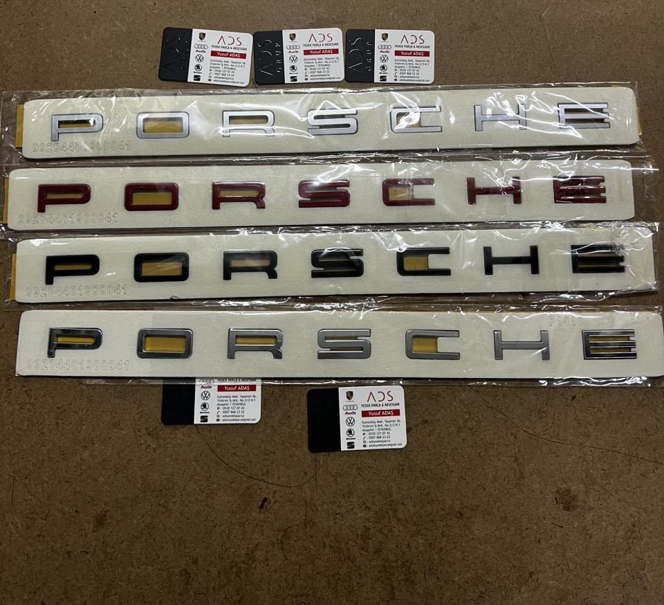 Porsche Yazısı Uzun Yazılı Tip Kırmızı Siyah Krom Büyük Uzun TİP