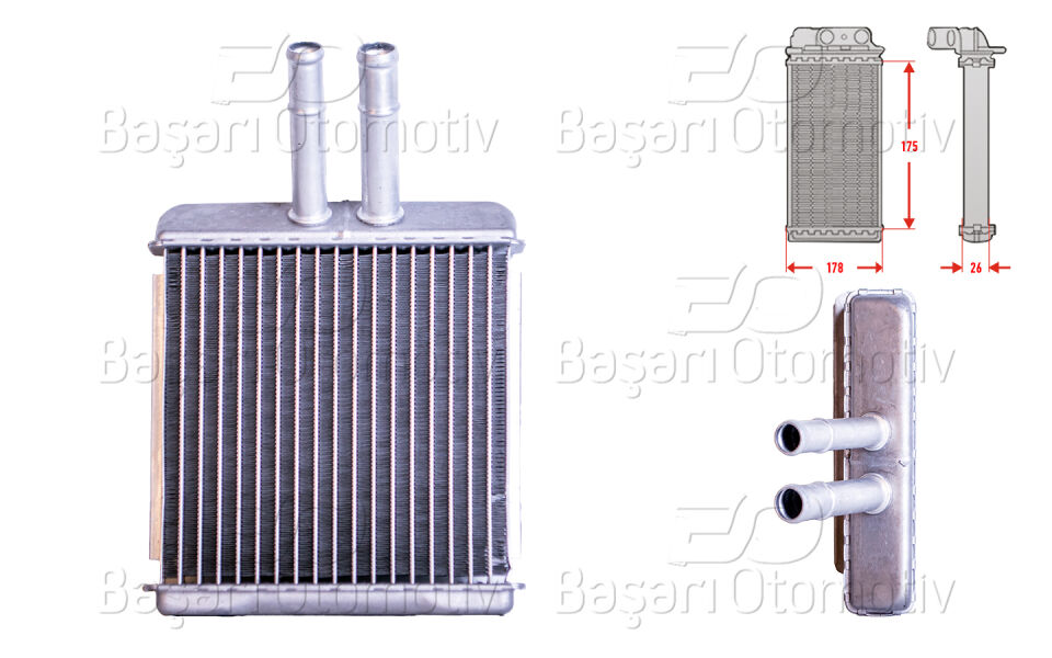DAEWOO LANOS 1.3 1.5 LEGANZA 2.0 16V NUBIRA WAGON 1.6 16V 2.0 16V 1997>KALORIFER RADYATORU BRAZING 175X176 MM