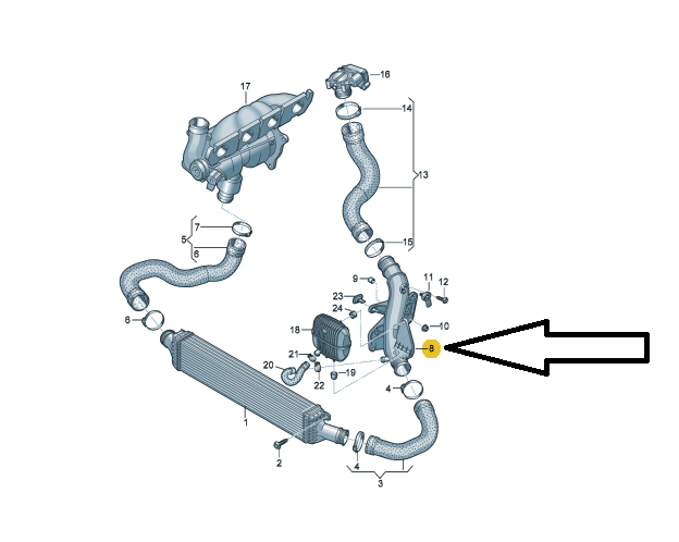 Audi A6 2011-2018 Sol Kemik Turbo Borusu
