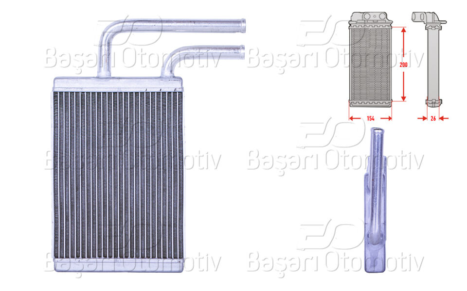 MITSUBISHI LANCER 7 1.3 1.6 2.0 OUTLANDER 1 2.0 2.4 03 >KALORIFER RADYATORU BRAZING 199X159 MM