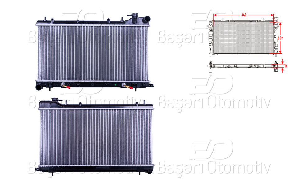 SUBARU IMPREZA 98-00. FORESTER 98-02SU RADYATORU BRAZING AT 340X689X16
