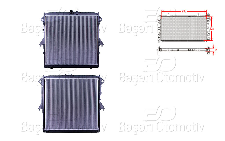 FORD RANGER 2.2TDCI.3.2TDCI BT50 2.5SU RADYATORU BRAZING MT-AT 605X628X26