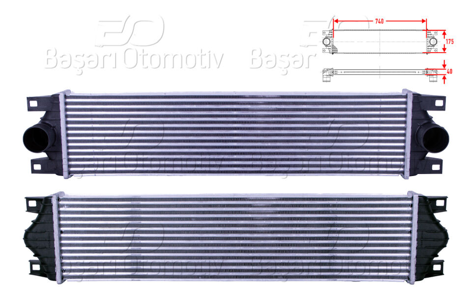 NISSAN INTERSTAR OPEL MOVANO RENAULT MASTER 1.9 DTI 2.2 DTI 2.5 CDTI 3.0 DTI 00 >TURBO RADYATORU (INTERCOOLER) 740X175X40