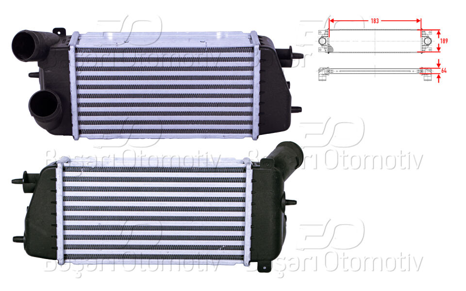 CITROEN C2 1.4 HDI PEUGEOT1007 1.4 HDI 02 >TURBO RADYATORU (INTERCOOLER) 183X189X64