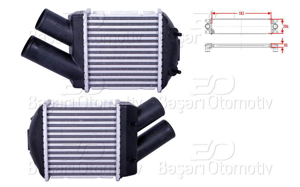 RENAULT MEGANE 1 1.9 DCI SCENIC 1 1.9 DCI DACIA SANDERO 1.5 DCI 97 >TURBO RADYATORU (INTERCOOLER) 184X187X85