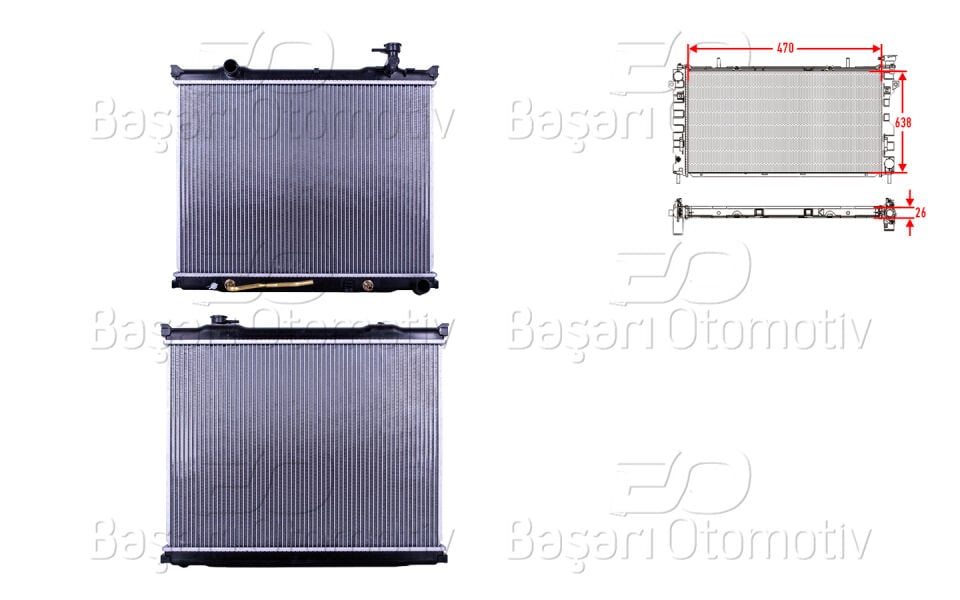 KIA SORENTO 2.5CRDI 06-09 KAPAKLISU RADYATORU BRAZING AT 470X638X26 MM