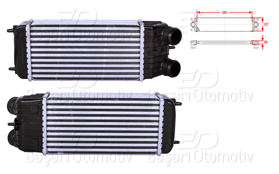 CITROEN C2 C3 PEUGEOT1007 207 207 CC 207 CW 1.6 HDI 05 >TURBO RADYATORU (INTERCOOLER) 300X157X80