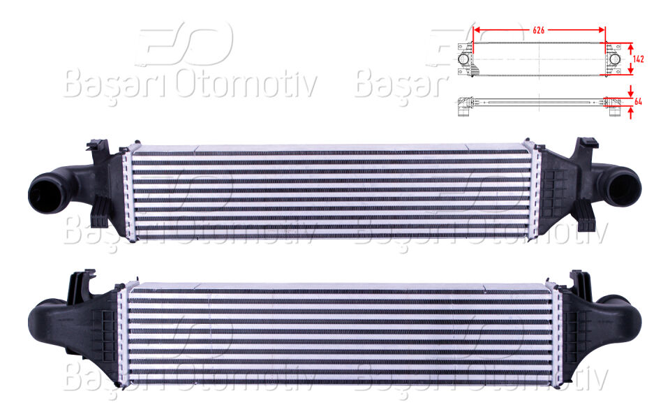 MERCEDES-BENZ A SERISI (W176) A 180 - A 180 CDI - A 200 12>/ B SERISI (W246) B 160 - B 180 - B 180 CDI - B 00 11-18/ CLA (C117) 11-19/ GLA (X156) 13>TURBO RADYATORU (INTERCOOLER) 626X142X64