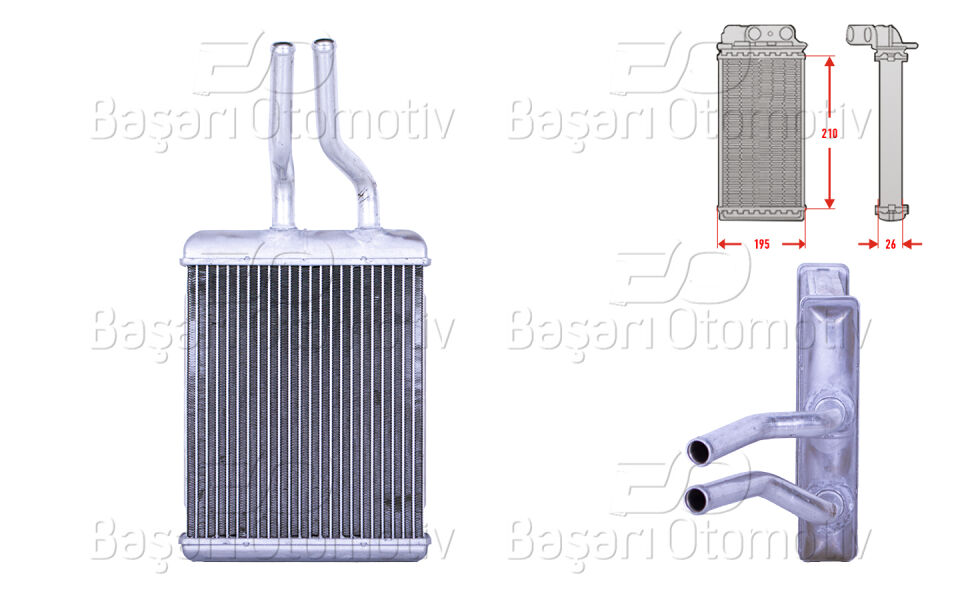 ALFA ROMEO 156 (932_) 1.6 16V 97-05 2.0 16V T.SPARK 97-02 156 Sportwagon (932_) 1.6 16V 00-06KALORIFER RADYATORU BRAZING 210X188 MM