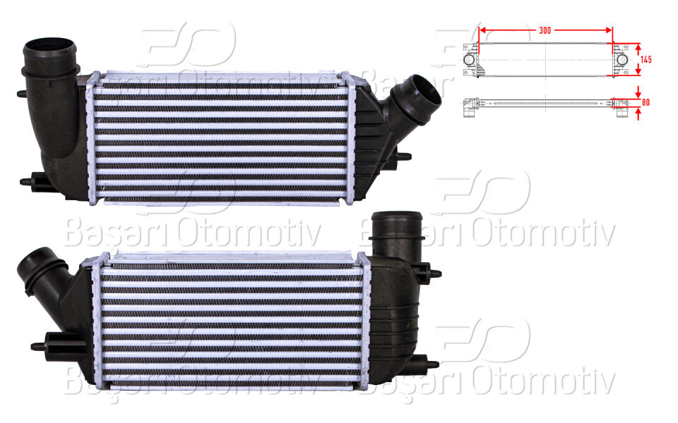 CITROEN C8 JUMPY FIAT SCUDO PEUGEOT EXPERT TOYOTA PROACE 2.0 HDI 06 >TURBO RADYATORU (INTERCOOLER) 300X145X80