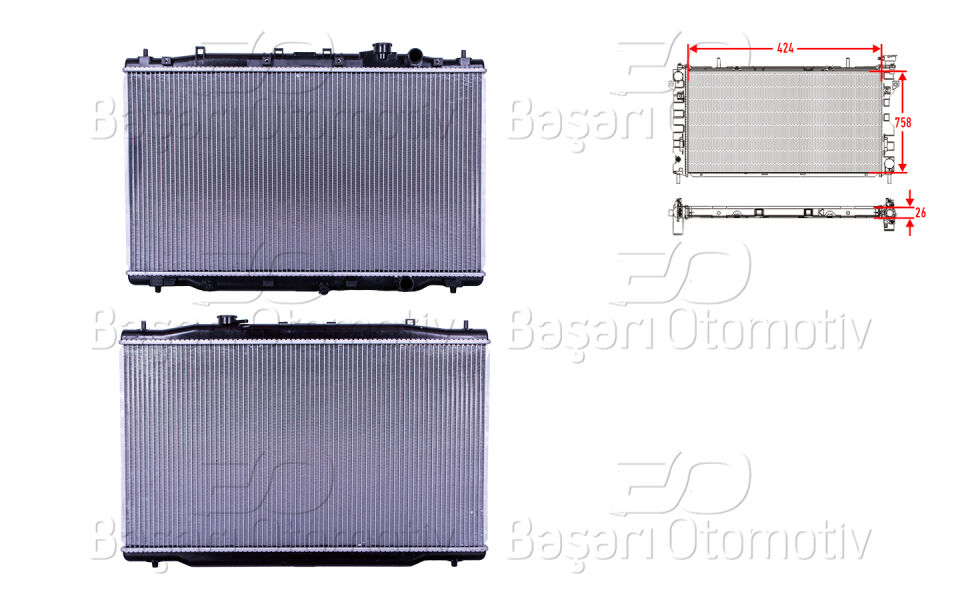 HONDA CRV 1.6I-DTEC 13>SU RADYATORU BRAZING MT 424X758X26 MM