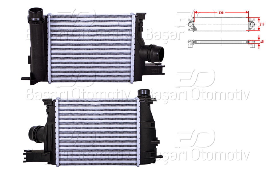 RENAULT CLIO 4 (BH_) 0.9 Tce GRANDTOUR (KH_) 0.9 Tce 12> DACIA DOKKER MPV (KE_) 1.5 dCi 12>TURBO RADYATORU (INTERCOOLER) 256X217X40