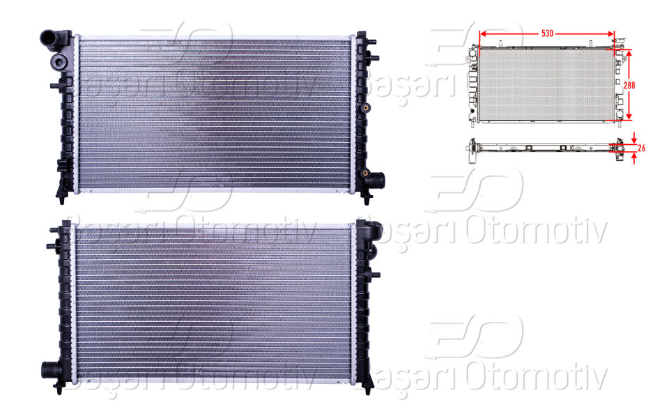 PEUGEOT 106 (1A_, 1C_) 1.5 D 98-04/ CITROEN SAXO (S0, S1)  1.5 D 96-04SU RADYATORU BRAZING MT 530X288X26