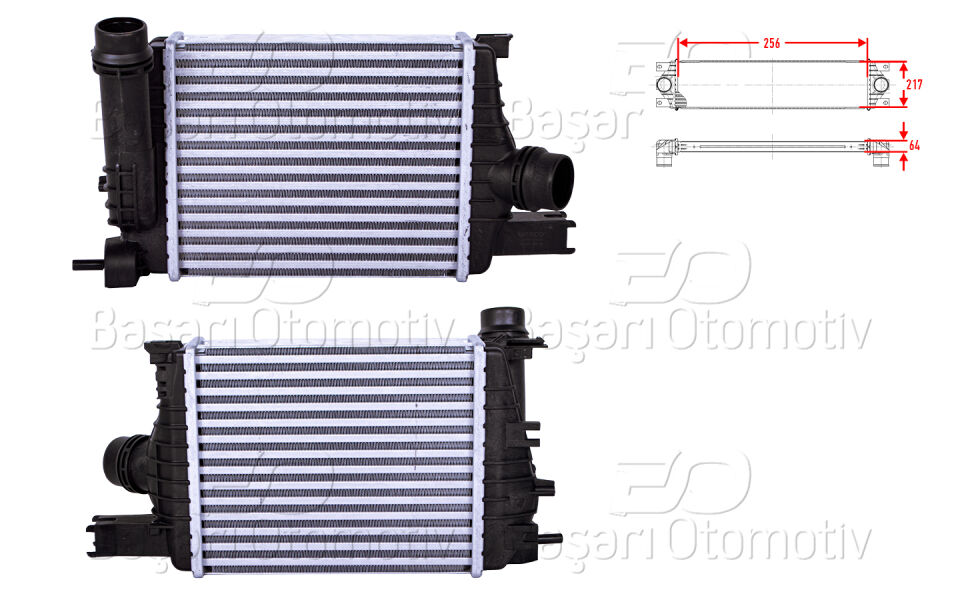DACIA DUSTER RENAULT CAPTUR CLIO 4 1.2 TCE 1.5 DCI 12 >TURBO RADYATORU (INTERCOOLER) 256X217X64
