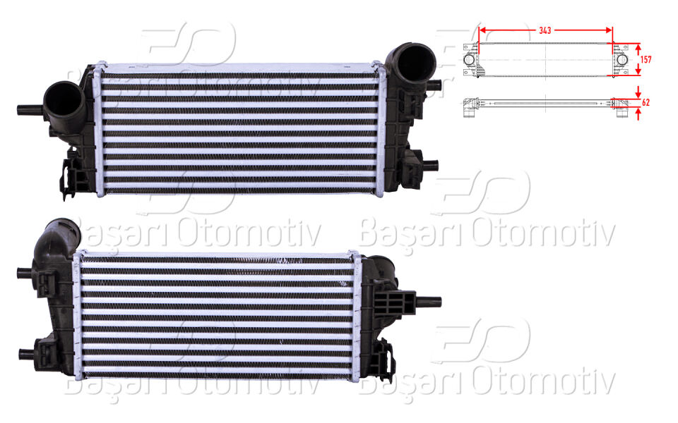FORD C-MAX FOCUS 3 GRAND C-MAX TOURNEO CONNECT TRANSIT CONNECT1.0 ECOBOST12 >TURBO RADYATORU (INTERCOOLER) 343X157X62